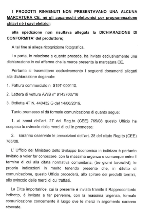 marcatura ce transito doganale